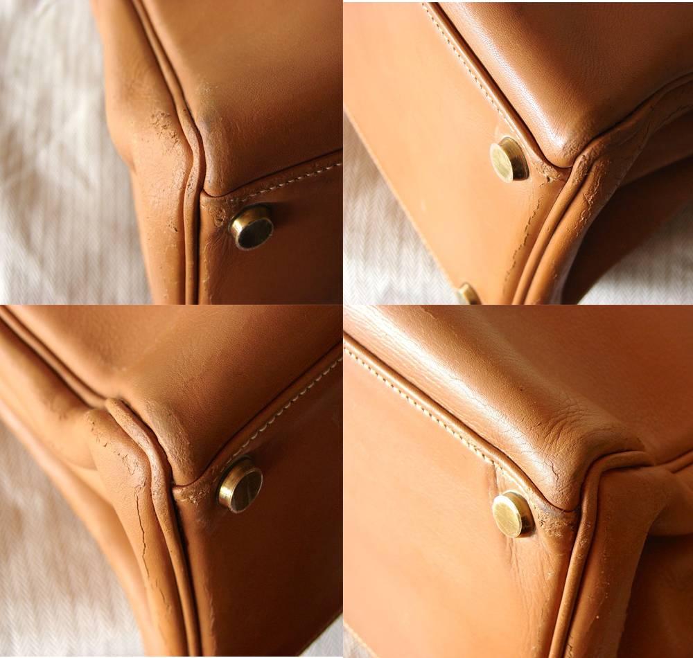 1960s Hermes Kelly 32cm Bag Gold Box Leather + Shoulder Strap Bonwit Teller Rare In Good Condition In Port Saint Lucie, FL