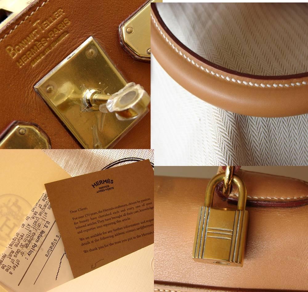 1960s Hermes Kelly 32cm Bag Gold Box Leather + Shoulder Strap Bonwit Teller Rare 2