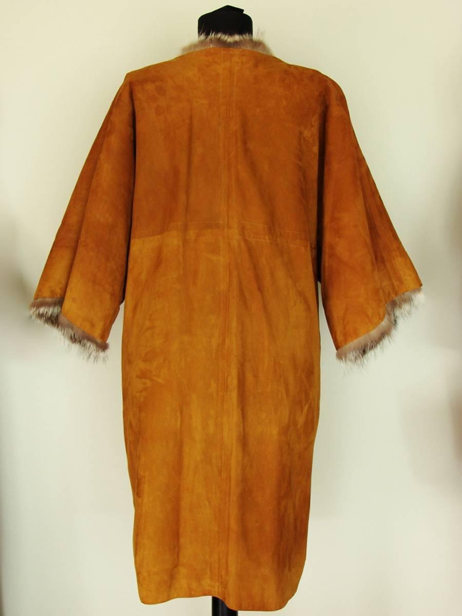 Ultra Rare Bonnie Cashin Sills Reversible Gold Suede and Raccoon Fur Coat 60s 1