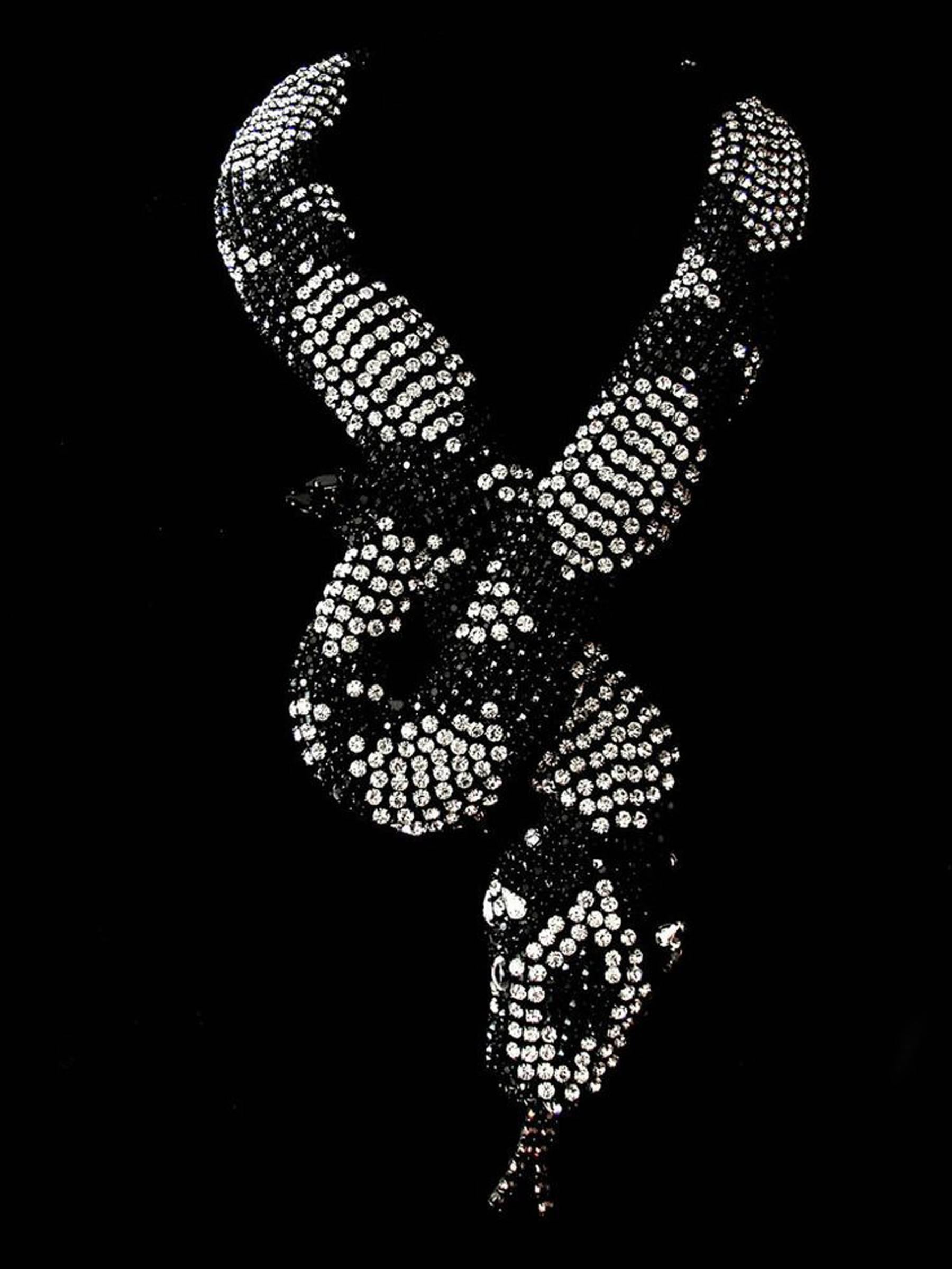 Hanna Bernhard Paris Monumental Serpent Collar Snake Embellished Necklace  1