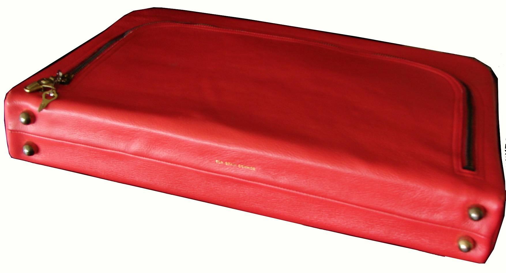 Bonnie Cashin for Coach Red Leather Attache Briefcase Deadstock Tags Box 1960s 3