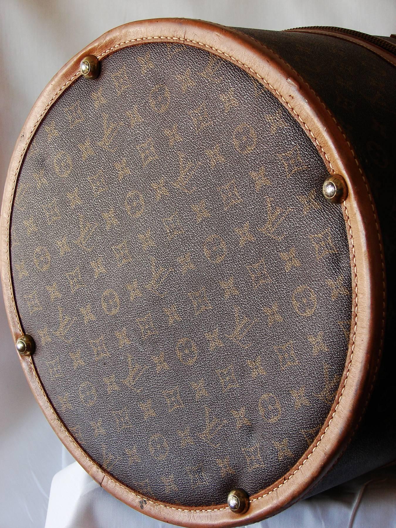 Brown Louis Vuitton Monogram Large Hat or Wig Box by The French Company 1970s 