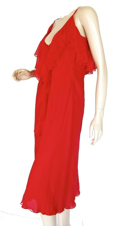 Pauline Trigère Coral Red Cocktail Dress with Shawl Silk Chiffon ...