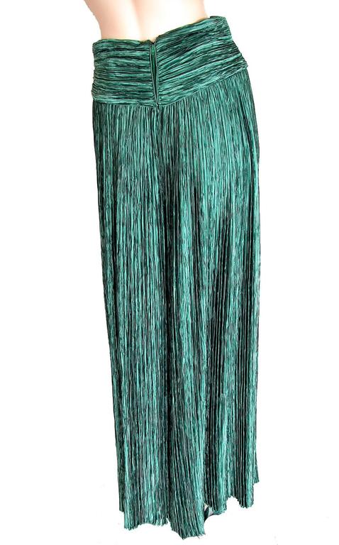 Mary McFadden Couture Emerald Green Micro Pleated Palazzo Pants Size 8 ...