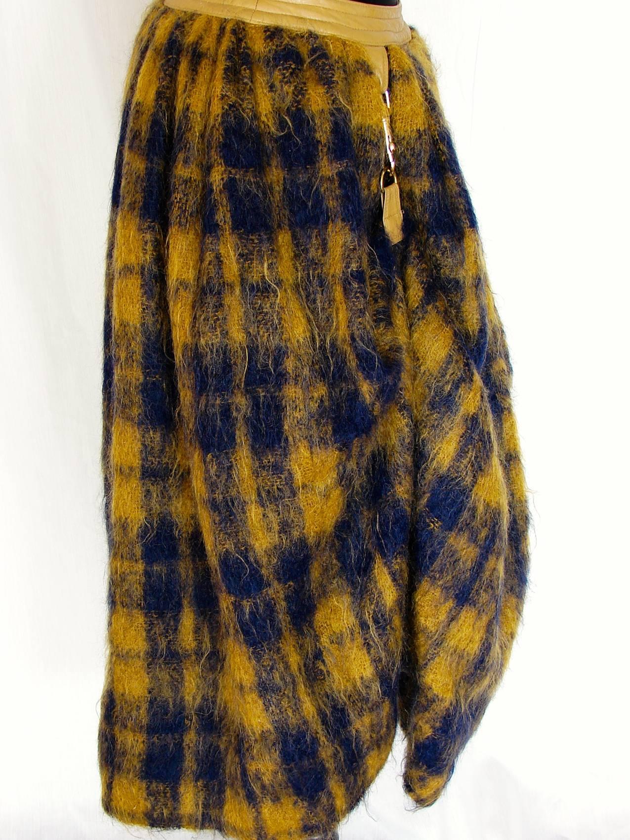 Bonnie Cashin for Sills Skirt Iconic Dog Leash Plaid Mohair Wool Vintage 60s M 1