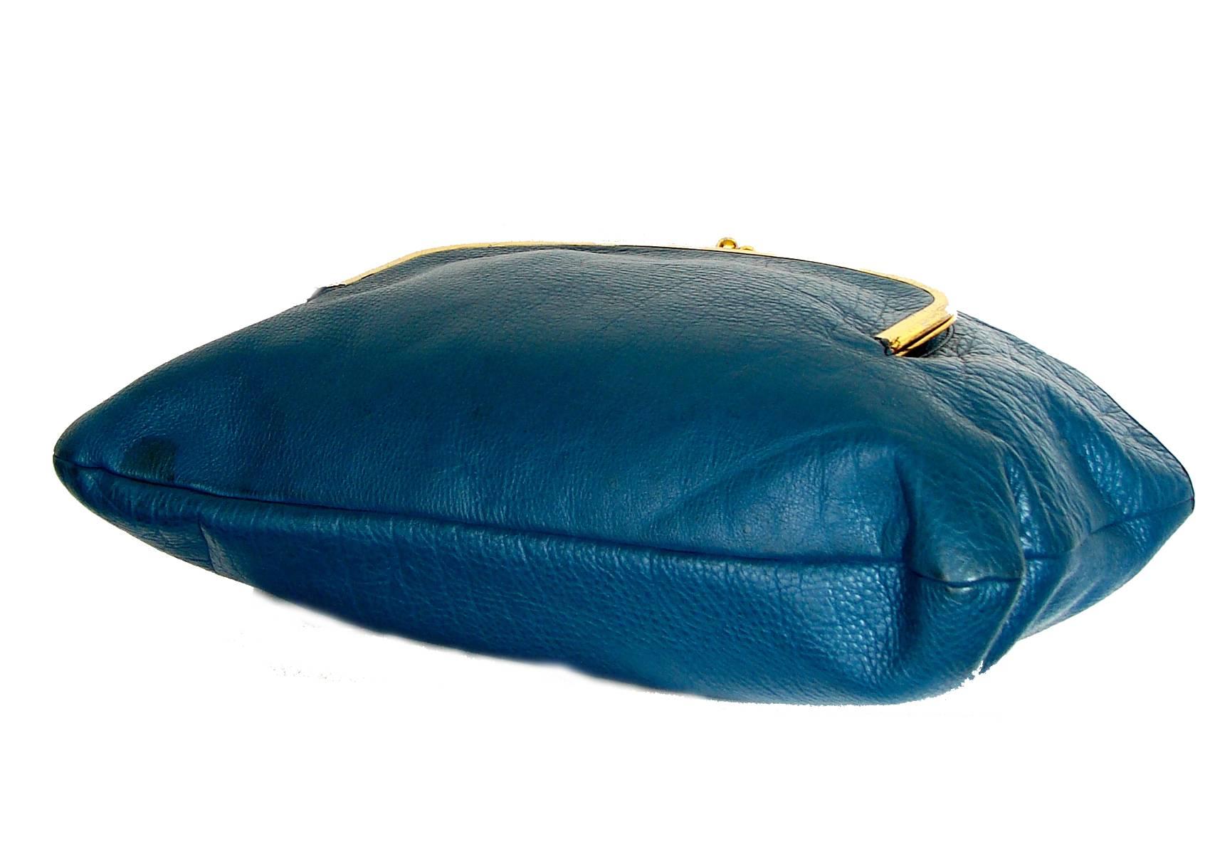 Black Bonnie Cashin Coach Mod Blueberry Leather XL Tote Bag with Kiss Lock 1960s