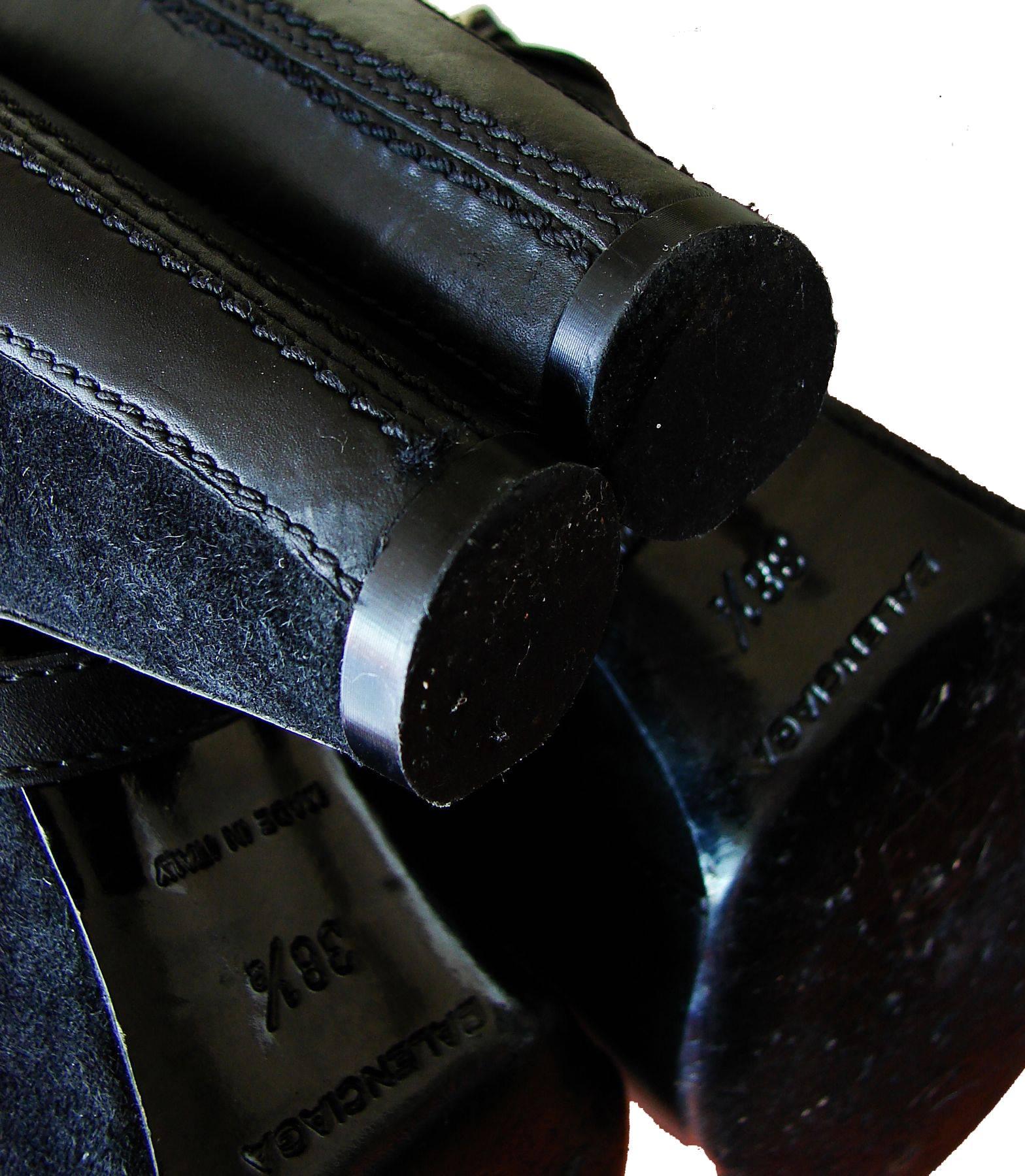 Balenciaga Black Leather & Suede Harness Platform Booties 2006 Sz 38.5 2