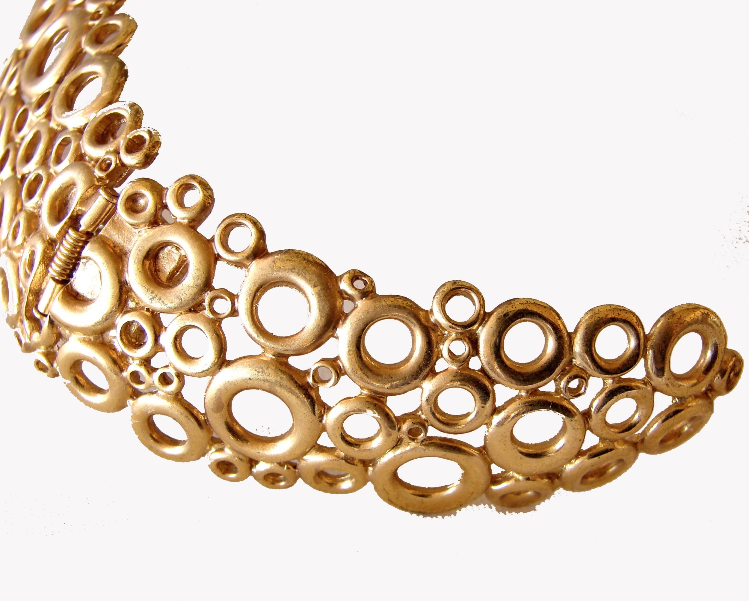 Givenchy Gilt Metal Abstract Modernist Necklace Collar Choker 1970s  2