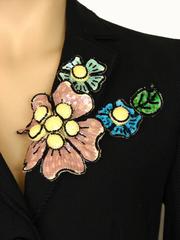 Moschino Cheap & Chic Black Jacket & Skirt Suit Sequin Corsage US Size 4/6