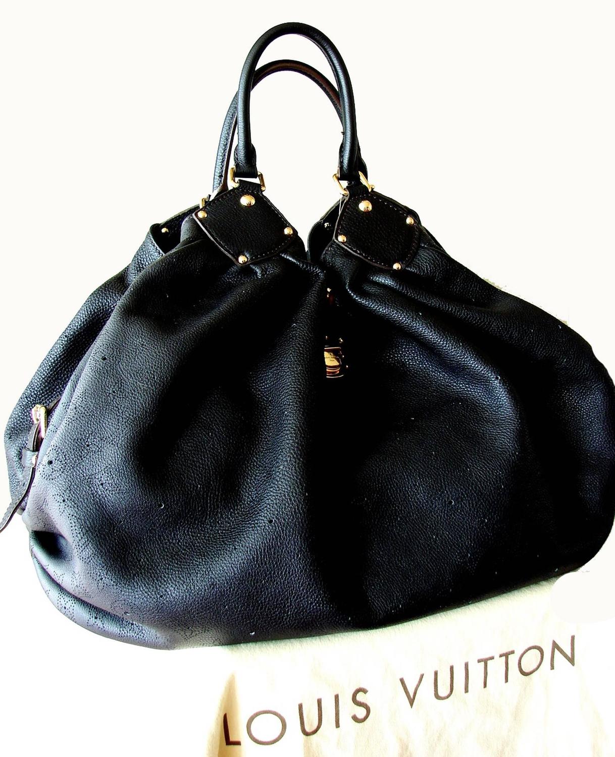 Louis Vuitton Black Monogram Mahina Leather Carmel Bag - Yoogi's Closet