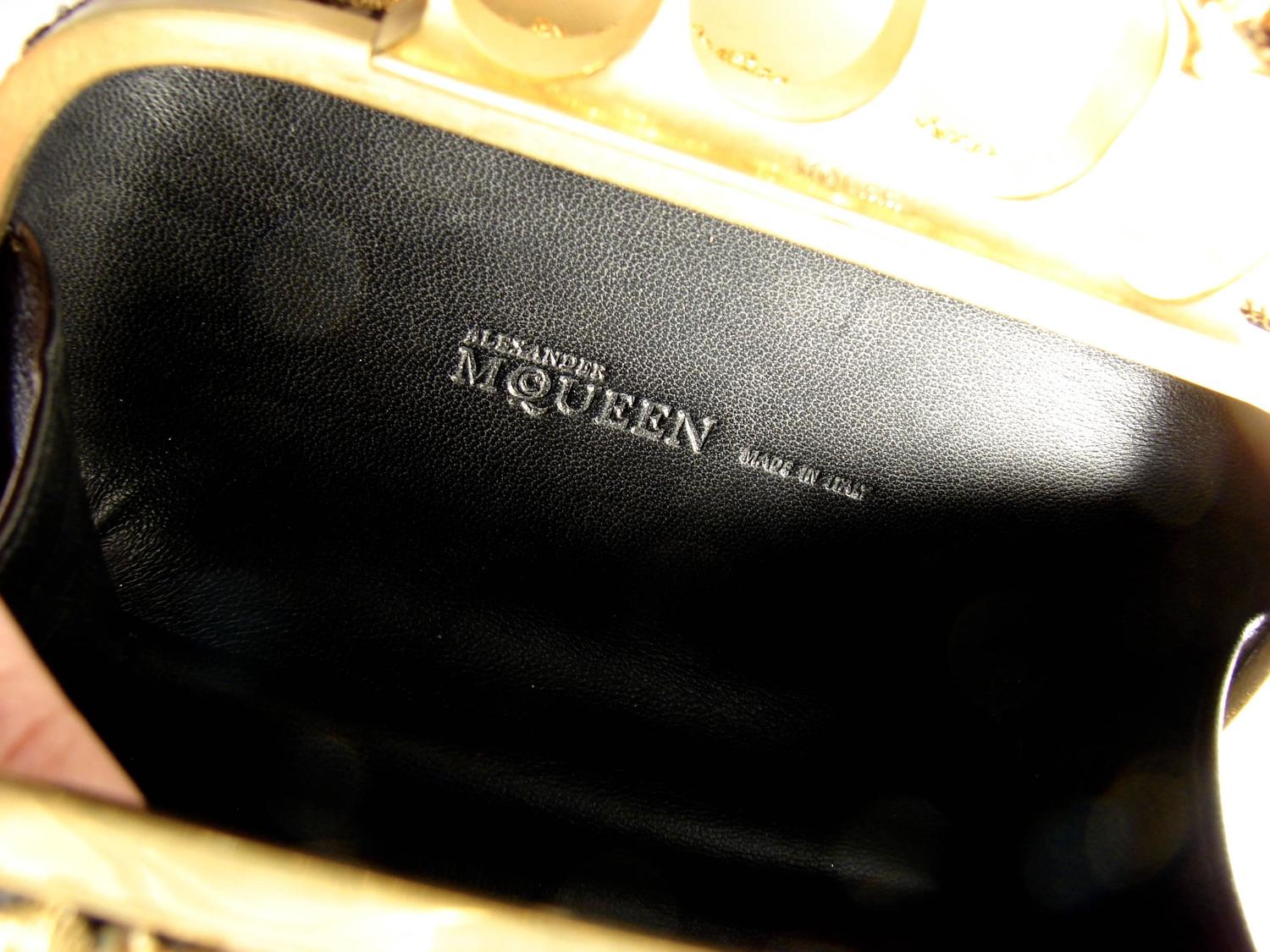 Opulent Alexander McQueen Raso Seta Knuckle Box Clutch Bag in Gold 2014 ...