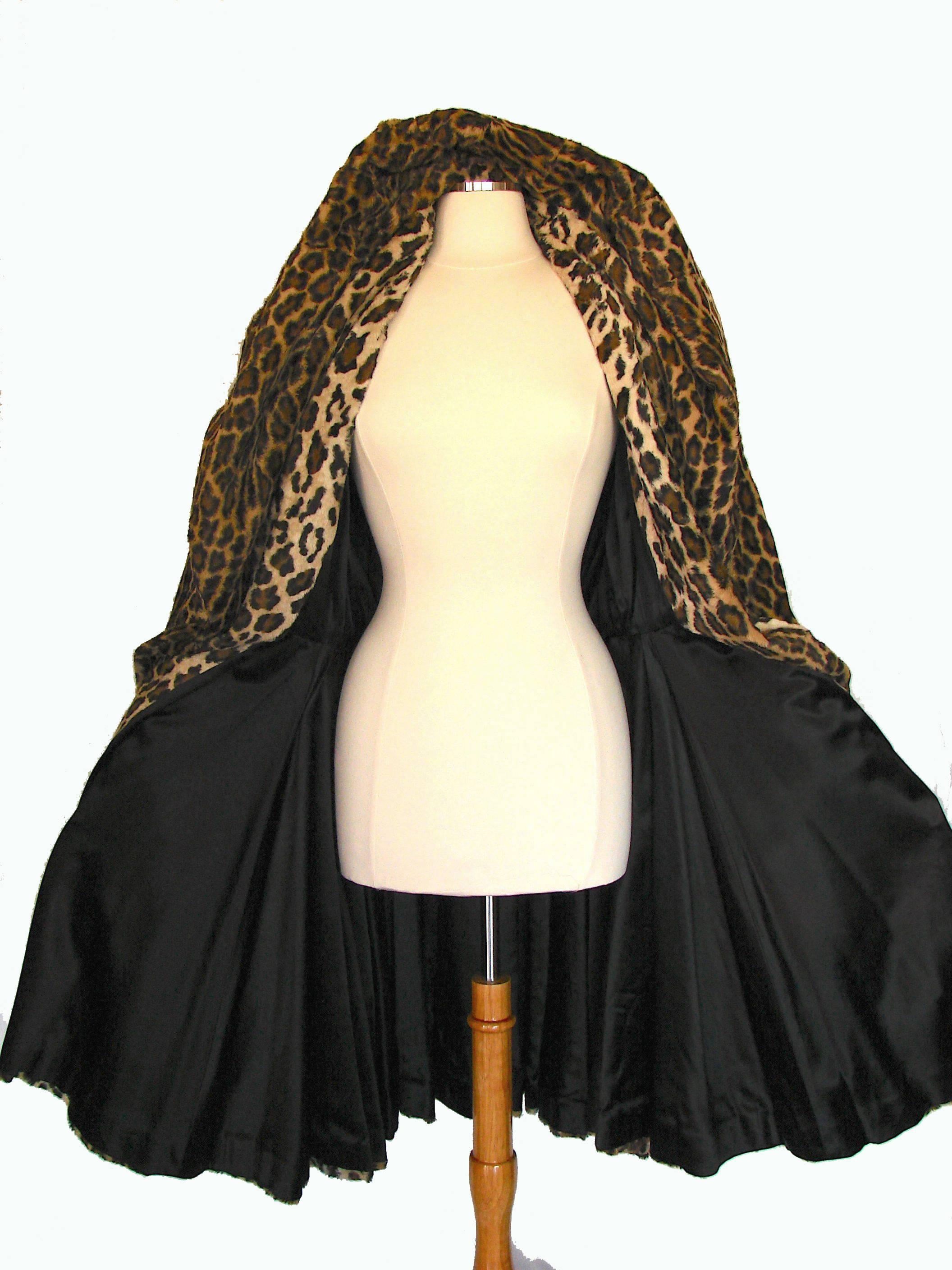 OMO Norma Kamali Fabulous Faux Leopard Coat with Huge Shawl Collar 1980s Sz S 3