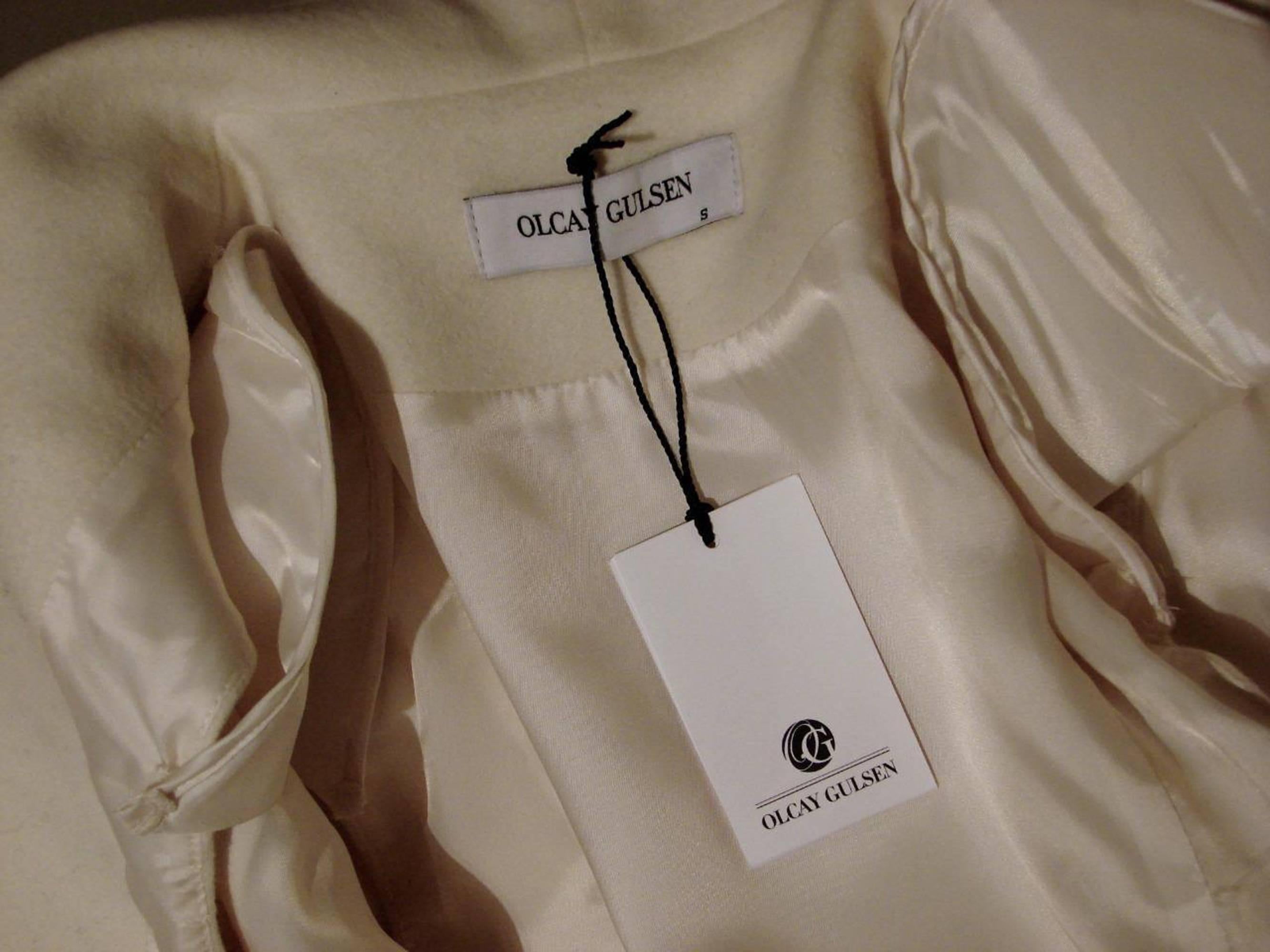 Rare Olcay Gulsen Cream Cashmere Cape Coat New Sz S 2