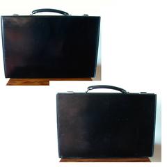 Exquisite Hermes Paris Black Box Leather Toiletry Case Grooming Kit 1930s