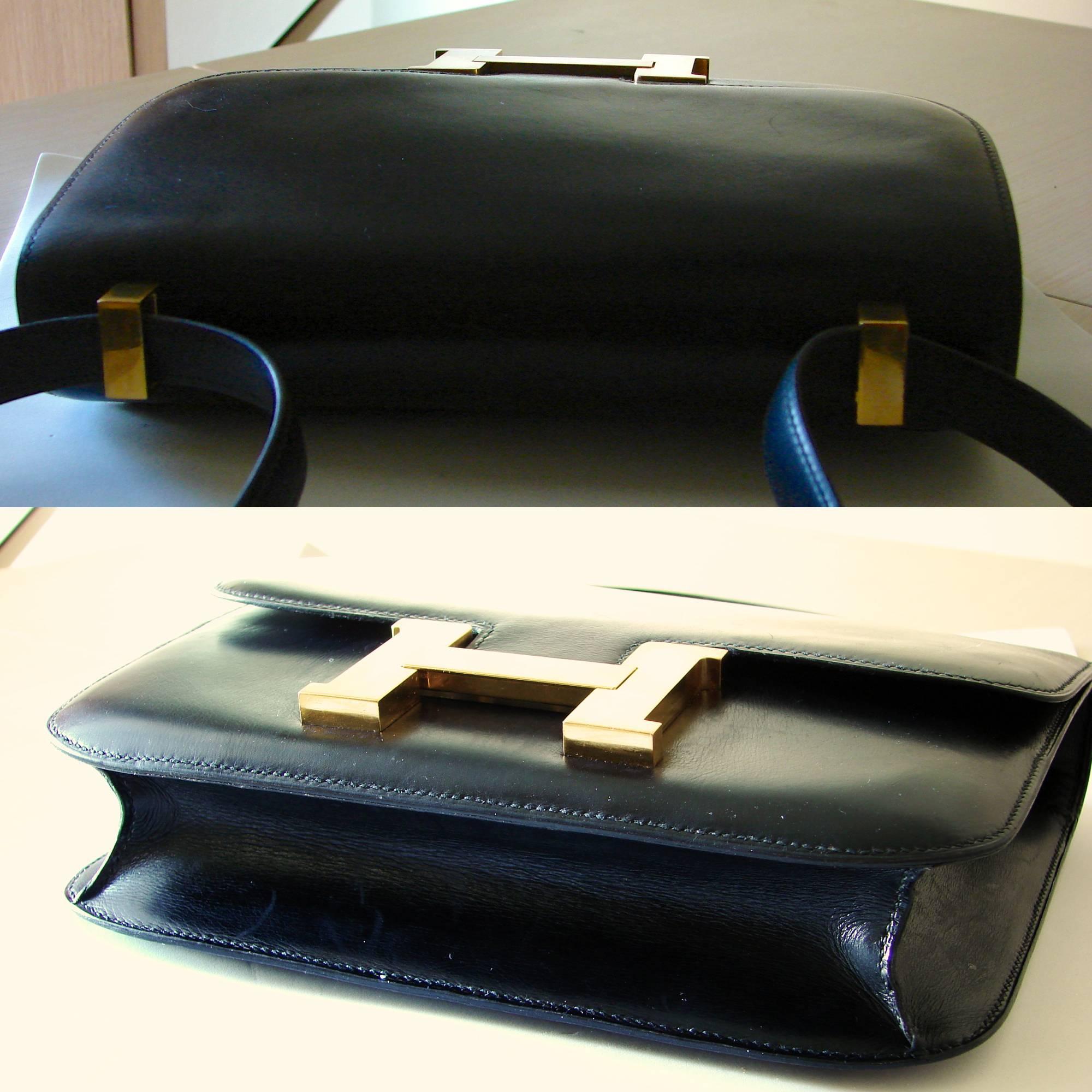 Iconic Hermes Constance Bag Black Box Leather Gold Hardware 23cm 1989 3