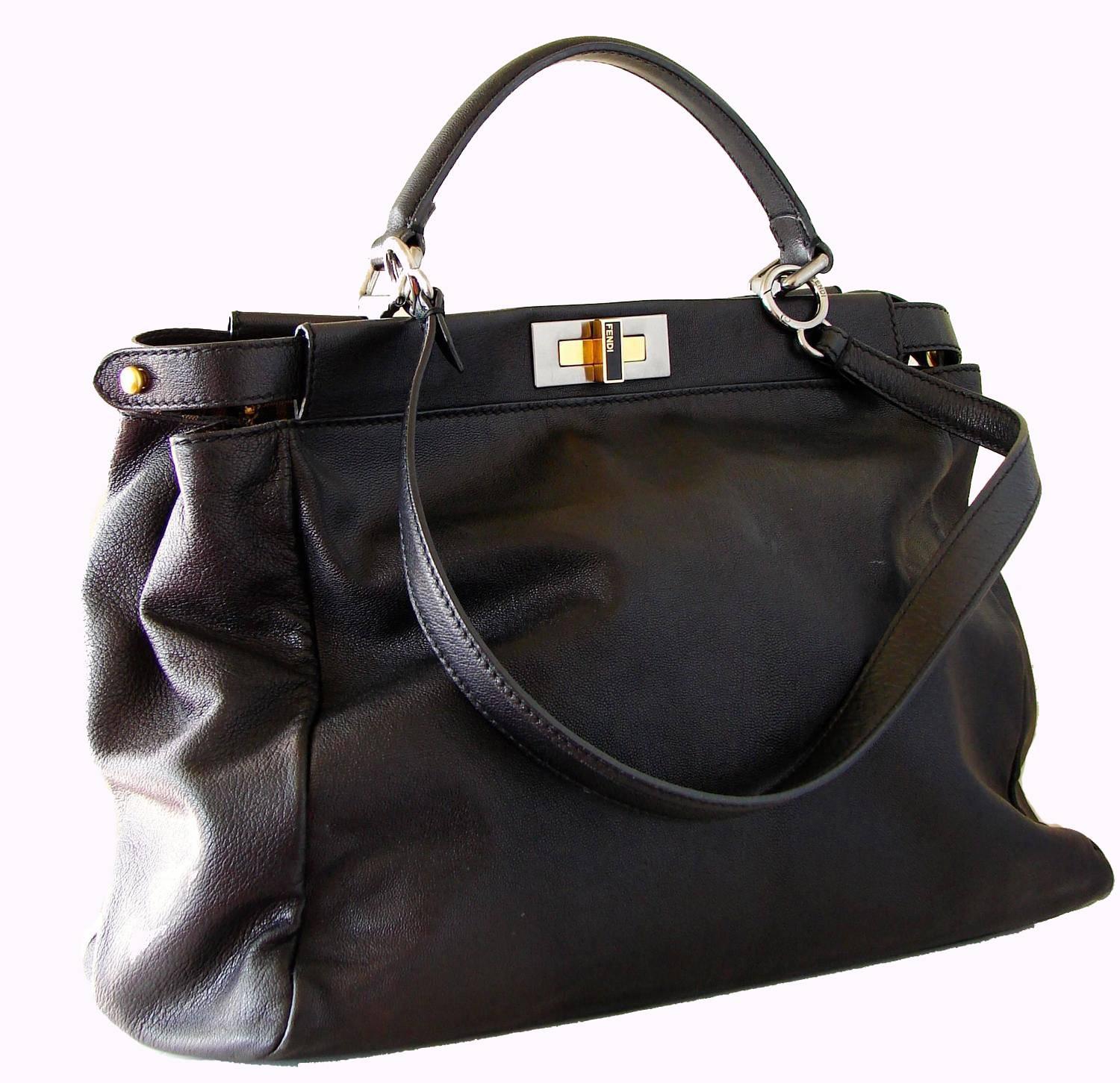 large black leather bag