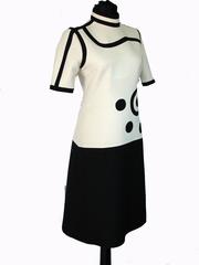 Louis Feraud Dress Rare Mod Graphic Abstract Op Art Wool 1960s Size 36