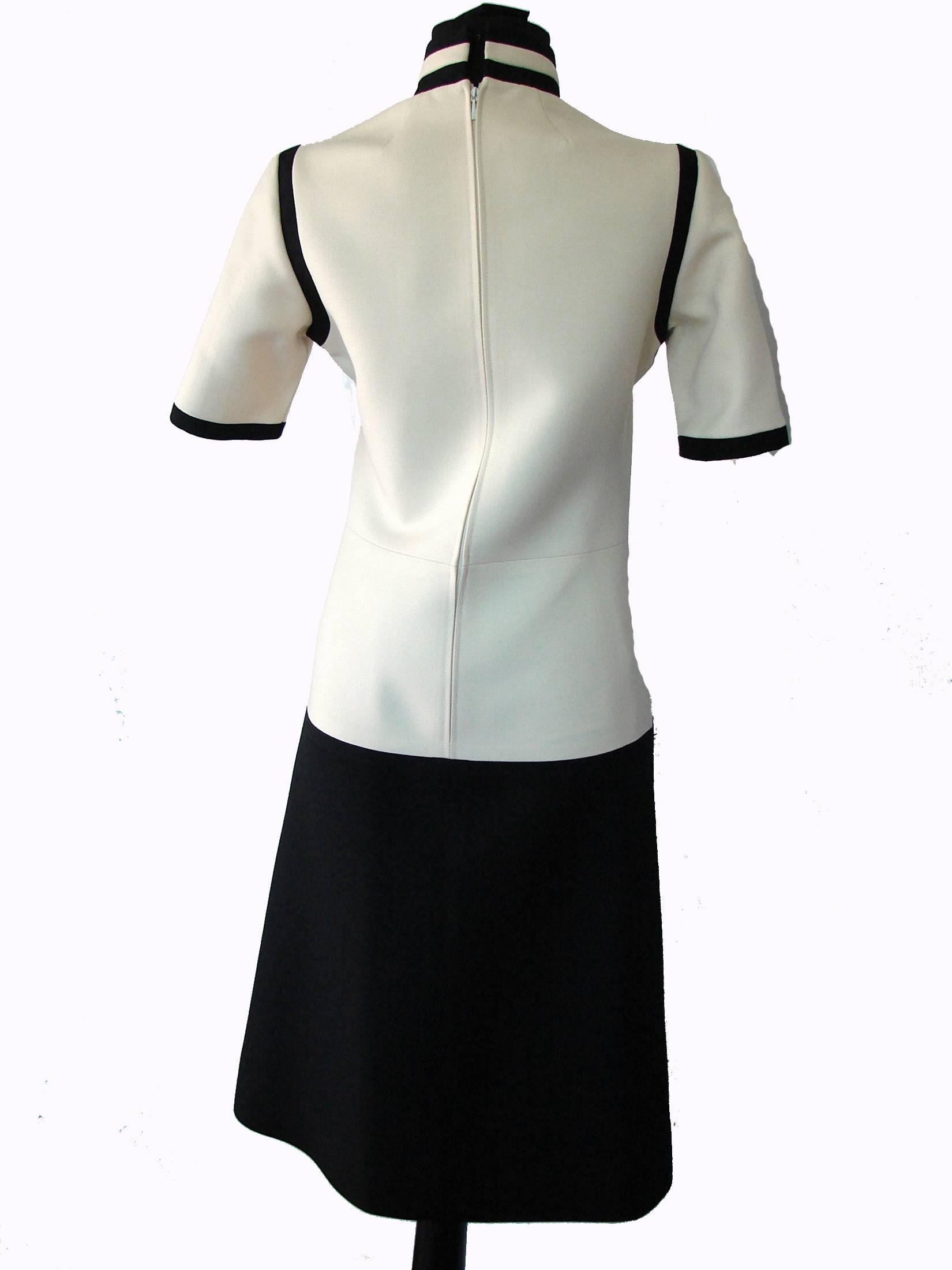 Louis Feraud Dress Rare Mod Graphic Abstract Op Art Wool 1960s Size 36 In Good Condition In Port Saint Lucie, FL