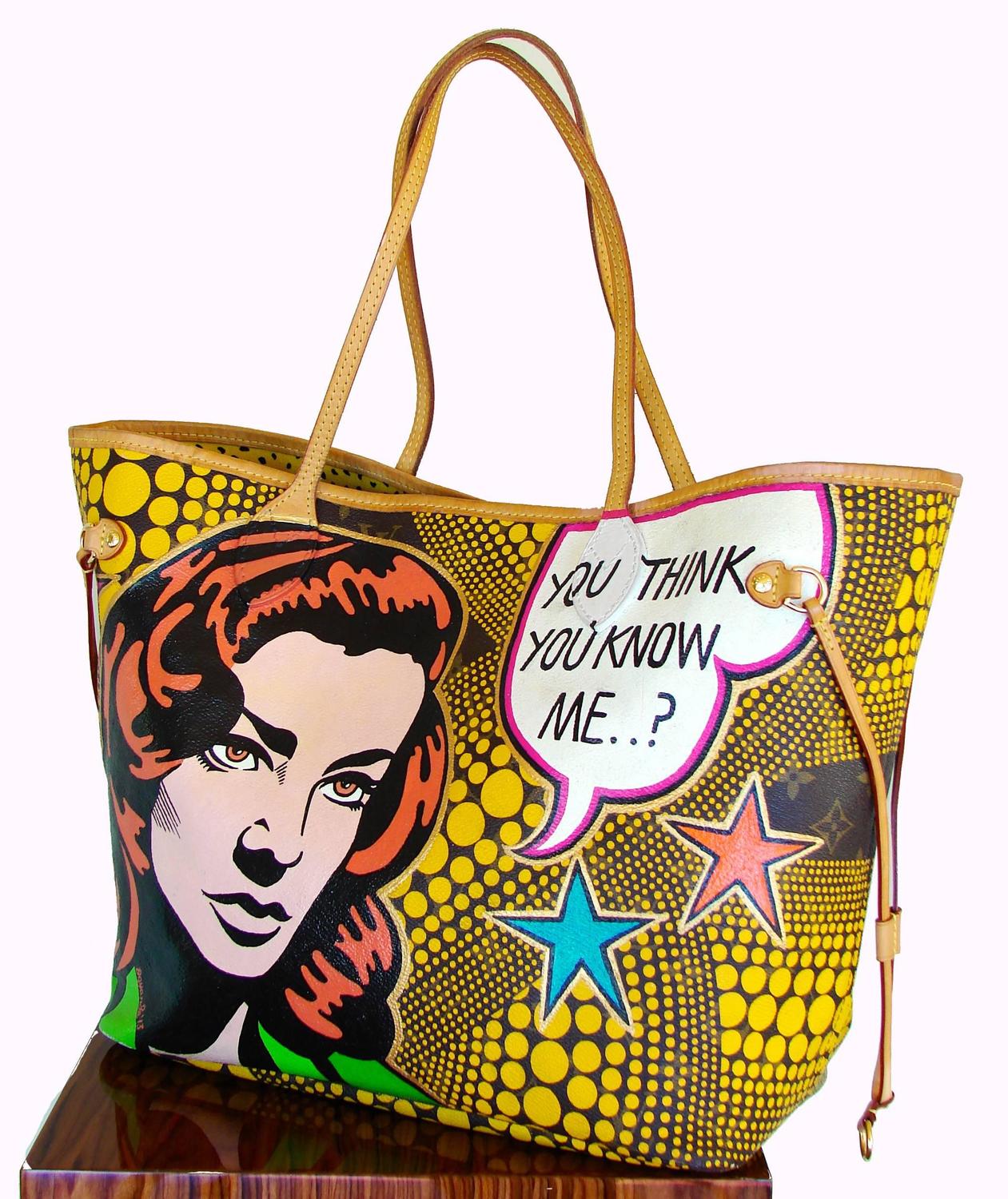 Custom Louis Vuitton Neverfull MM Tote Bag by Boyarde Pop Art Rare One-Of-A-Kind For Sale at 1stdibs