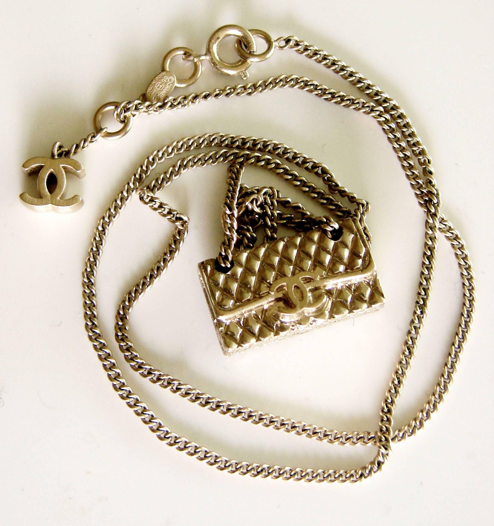 Contemporary Chanel Gold Charm Necklace 2.55 Matelasse Flap Bag with CC Logo 05A Collection 