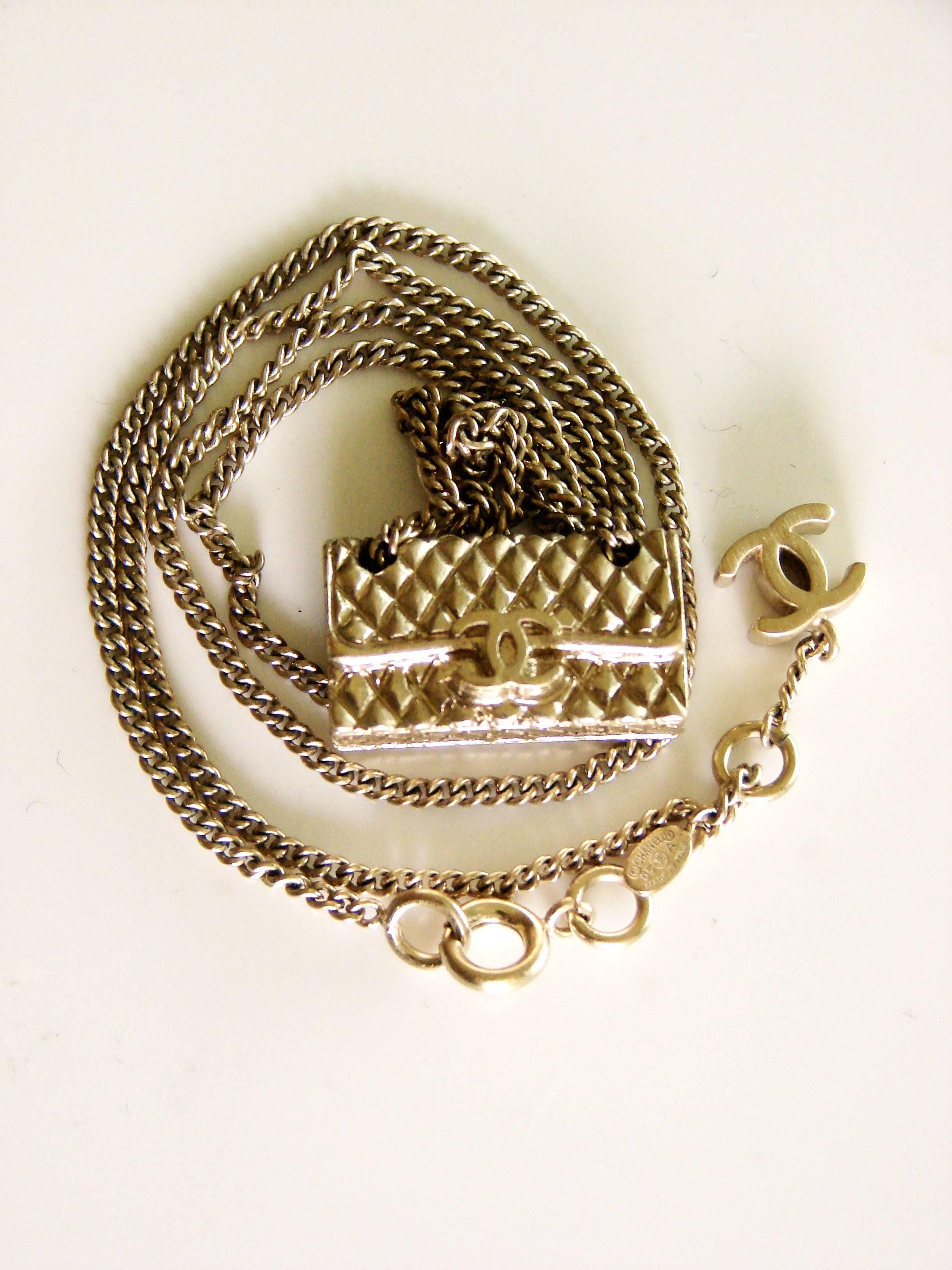 Chanel Gold Charm Necklace 2.55 Matelasse Flap Bag with CC Logo 05A Collection  1