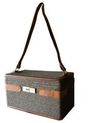 1970s Hartmann Tweed + Leather Train Case with Toile Lining + Adjustable Strap