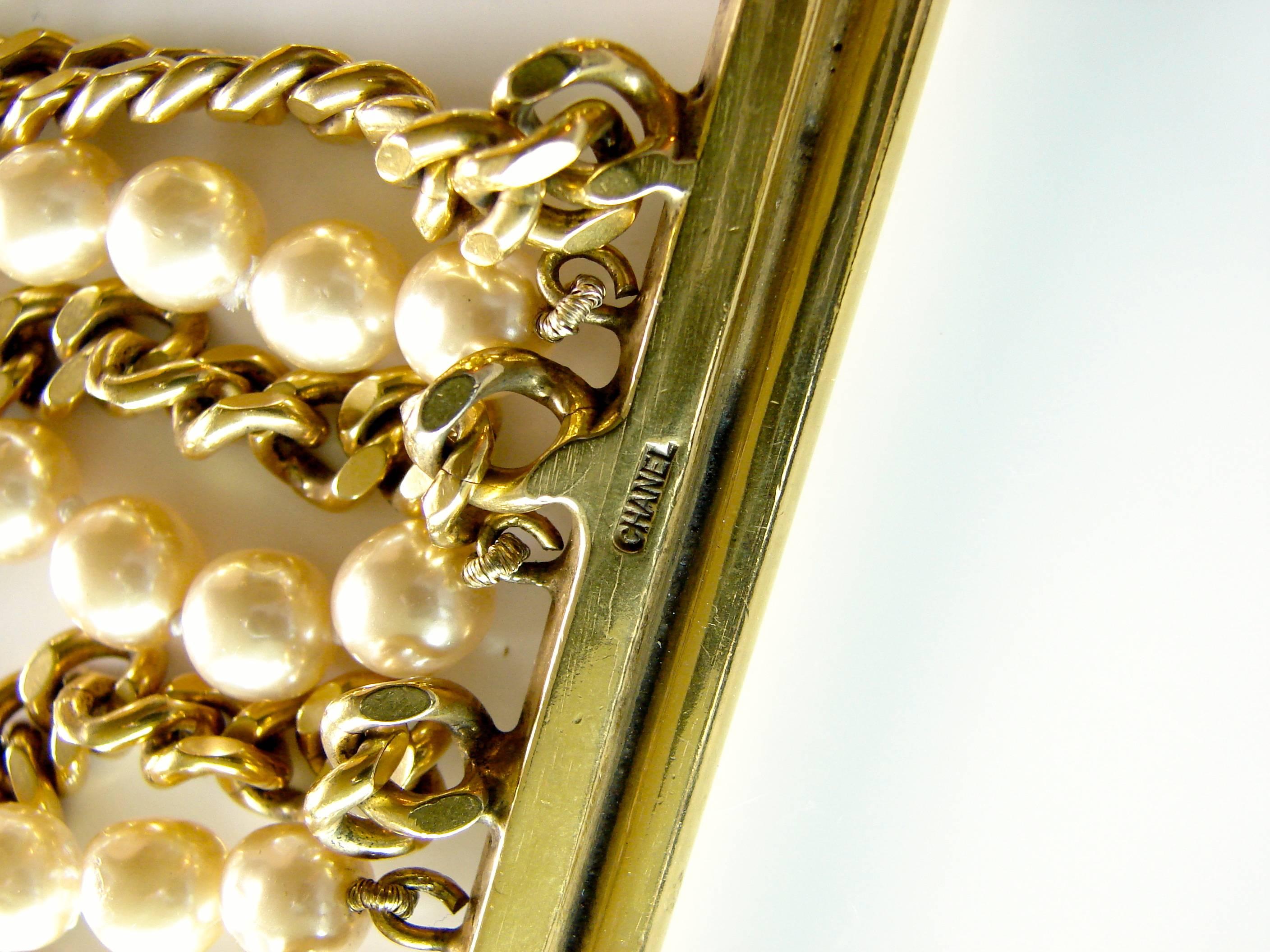 Chanel Pearl and Gold Chain Bracelet Rare Multi Strand, 1970s  5