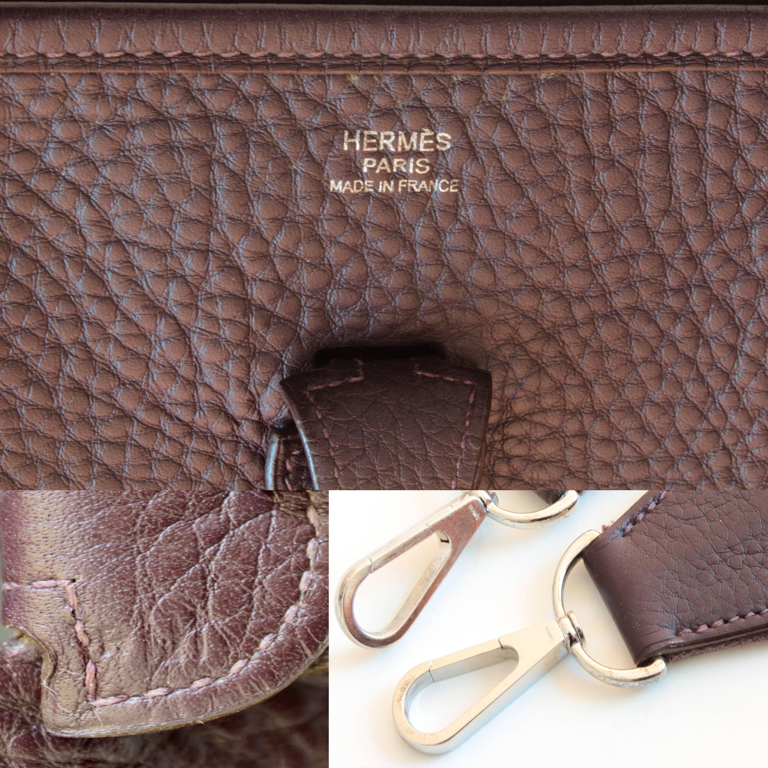 Hermes Evelyne Bag Messenger Raisin Veau Taurillon Clemence Leather  1