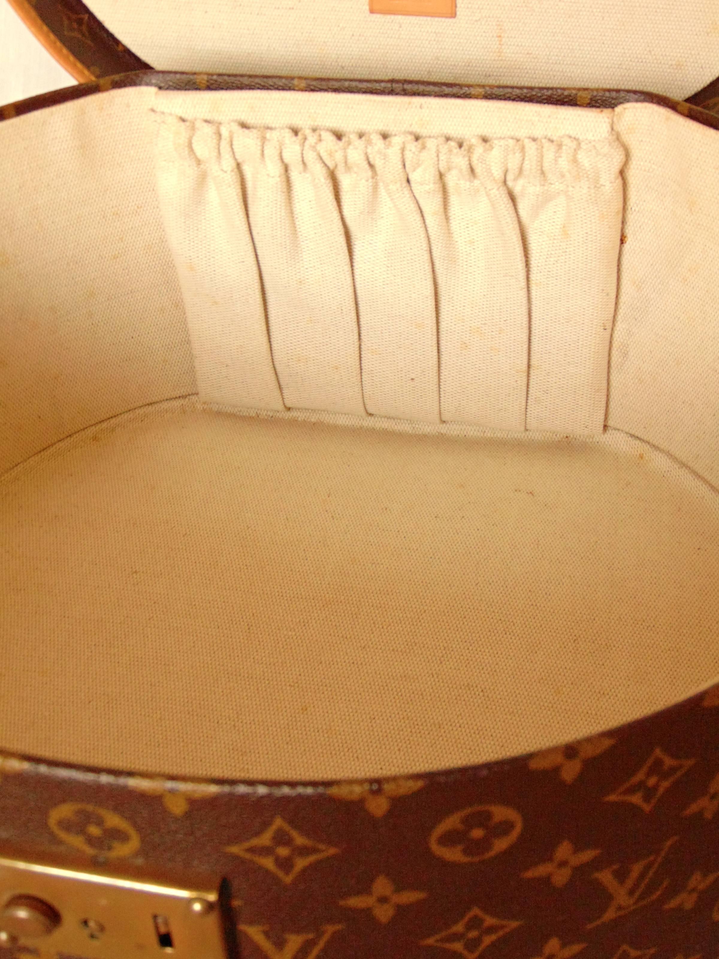 Louis Vuitton Monogram Round Hat Box Boite Chapeau Travel Case + ID Tag 40cm 80s 1