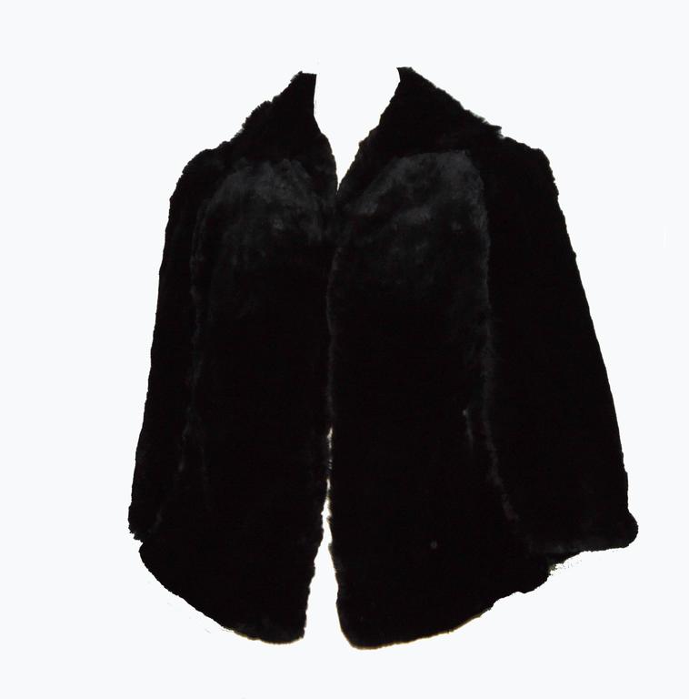 Morton's Washington DC Black Sheared Beaver Fur Stole Cape Vintage