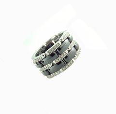 Exquisite Chanel Ultra Ring Large in Black Ceramic 18K White Gold + Diamonds 7