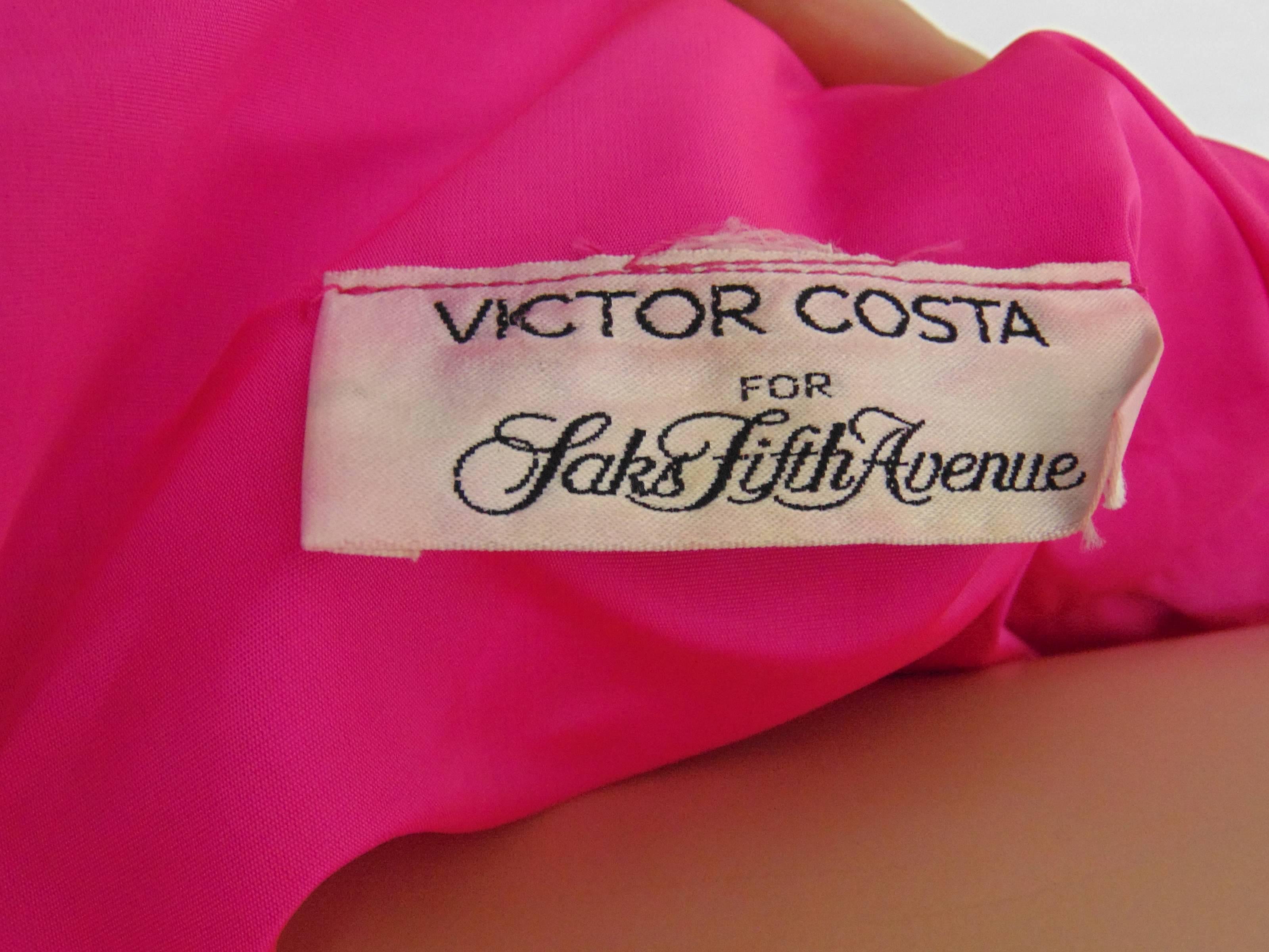 Victor Costa for Saks Fifth Ave Evening Gown Bubblegum Pink Taffeta 90s Sz 8/10 2