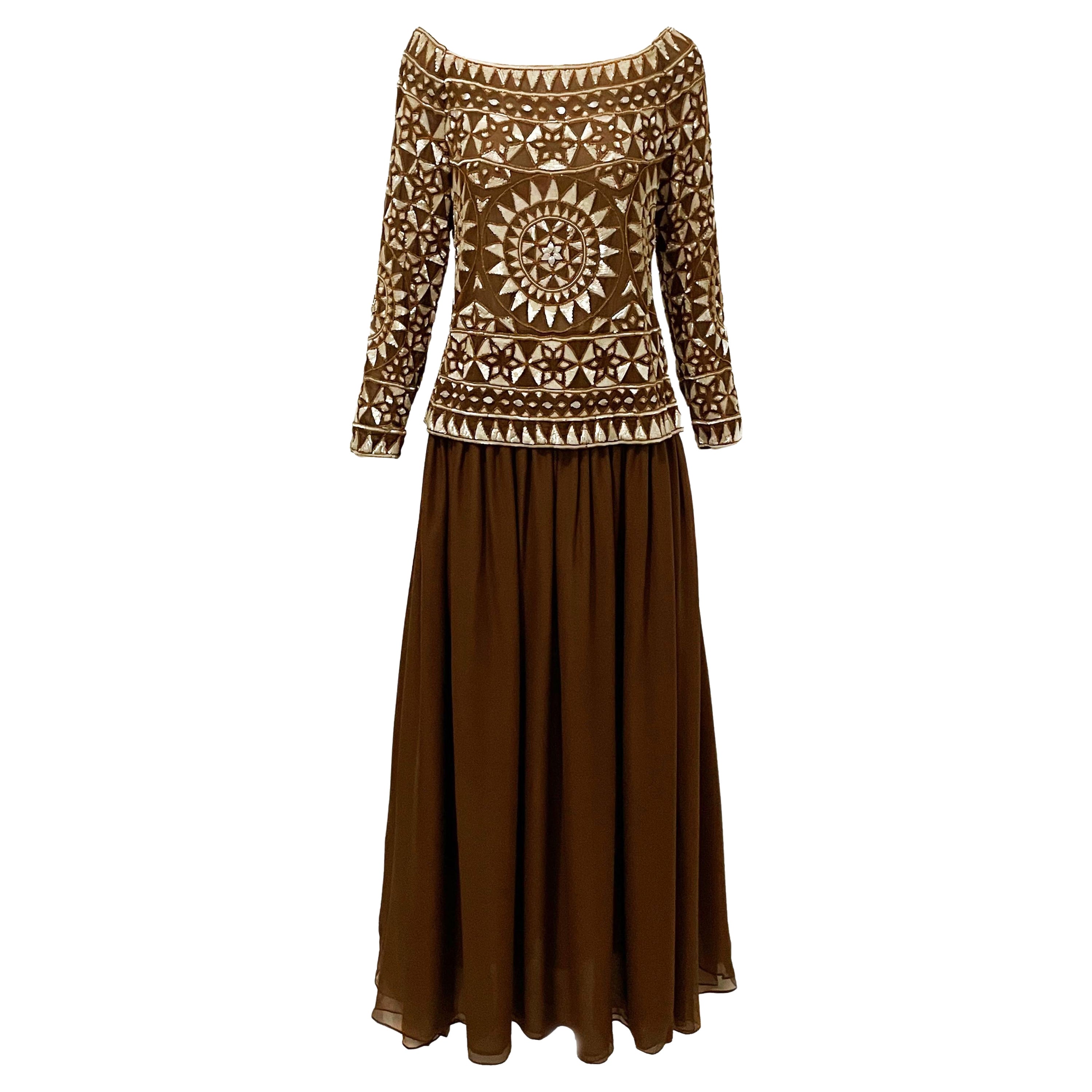 Valentino Abendkleid 2pc Set dokumentiert verschönert Mosaik Vintage S / S 1989 im Angebot