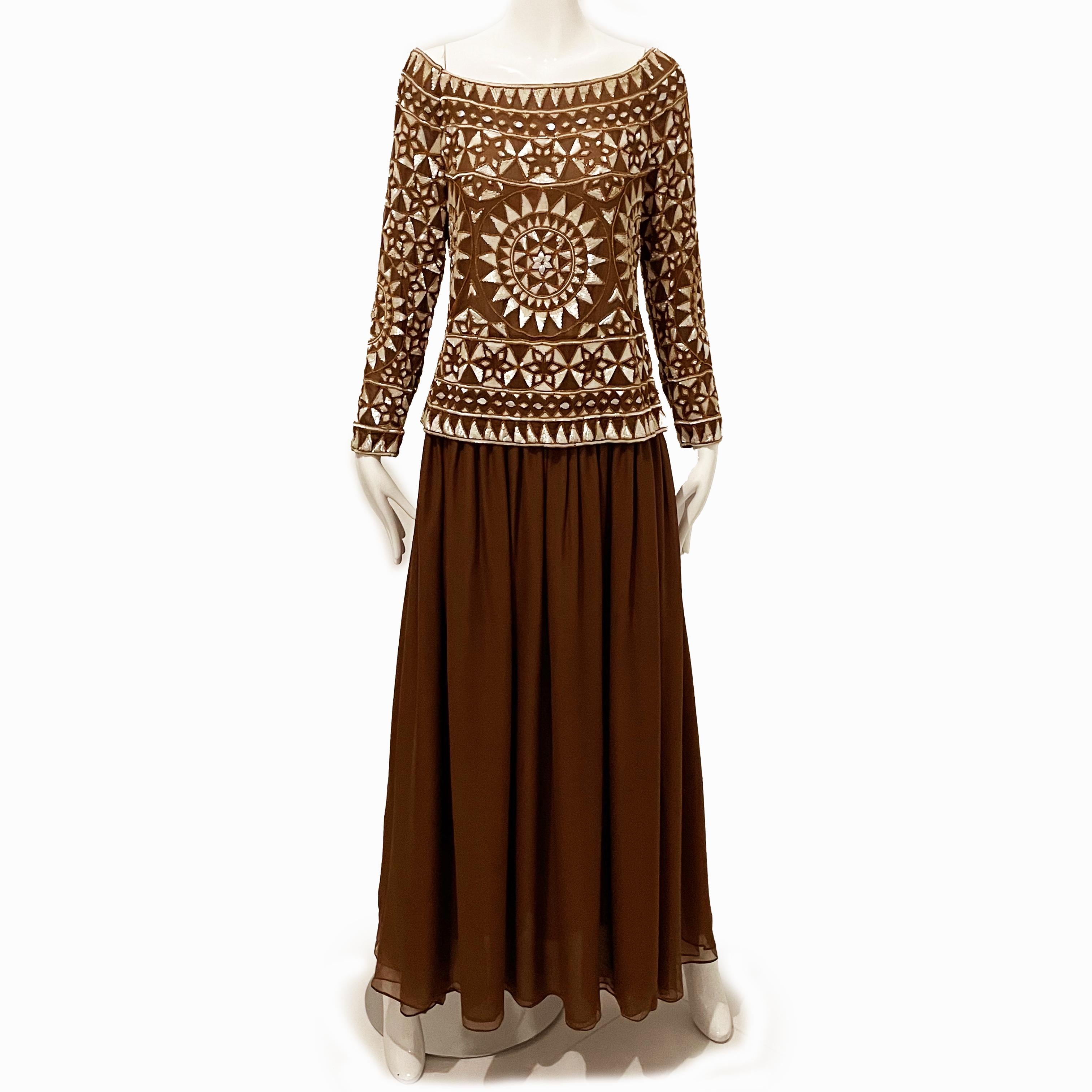 Valentino Abendkleid 2pc Set dokumentiert verschönert Mosaik Vintage S / S 1989 im Angebot 1