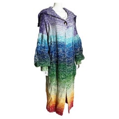 Kansai Yamamoto Rainbow Knit Sweater Long Maxi Duster Vintage 1970s Rare Glam