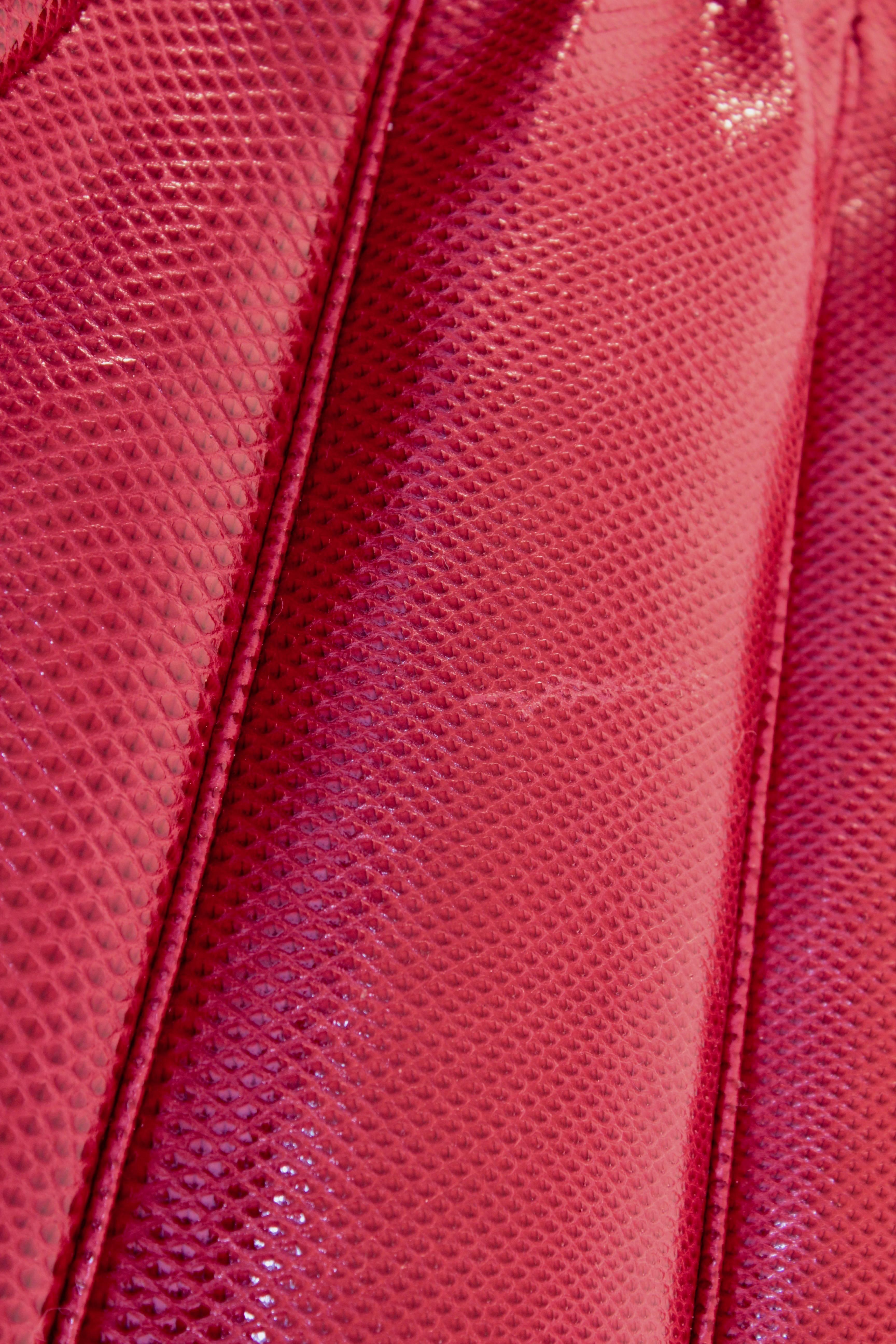 Red Exotic Karung Water Snake Shoulder Bag + Mirror by Finesse La Model 1980s 5