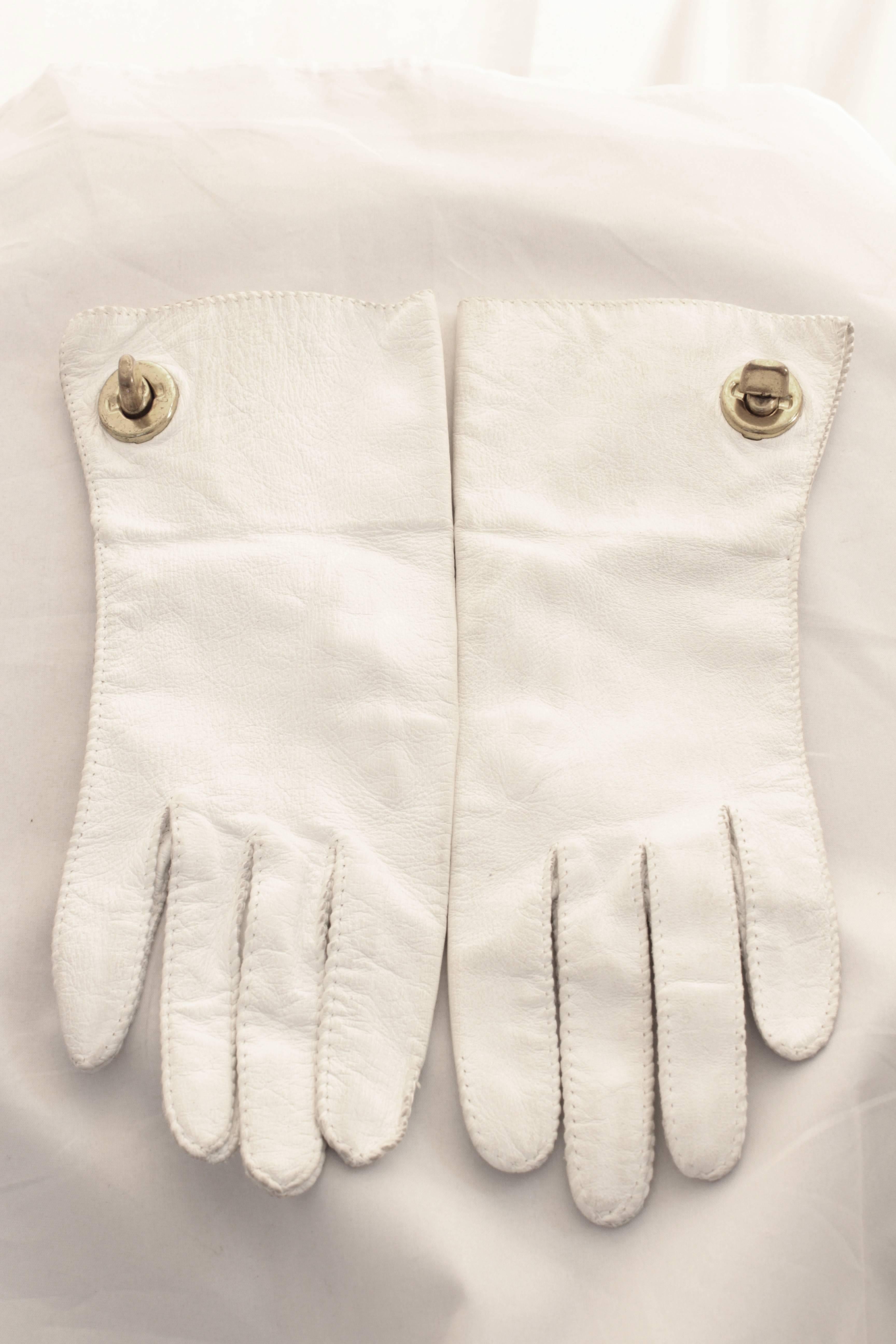 Mod Bonnie Cashin White Leather Mini Dress Set with Matching Belt & Gloves 60s M 3