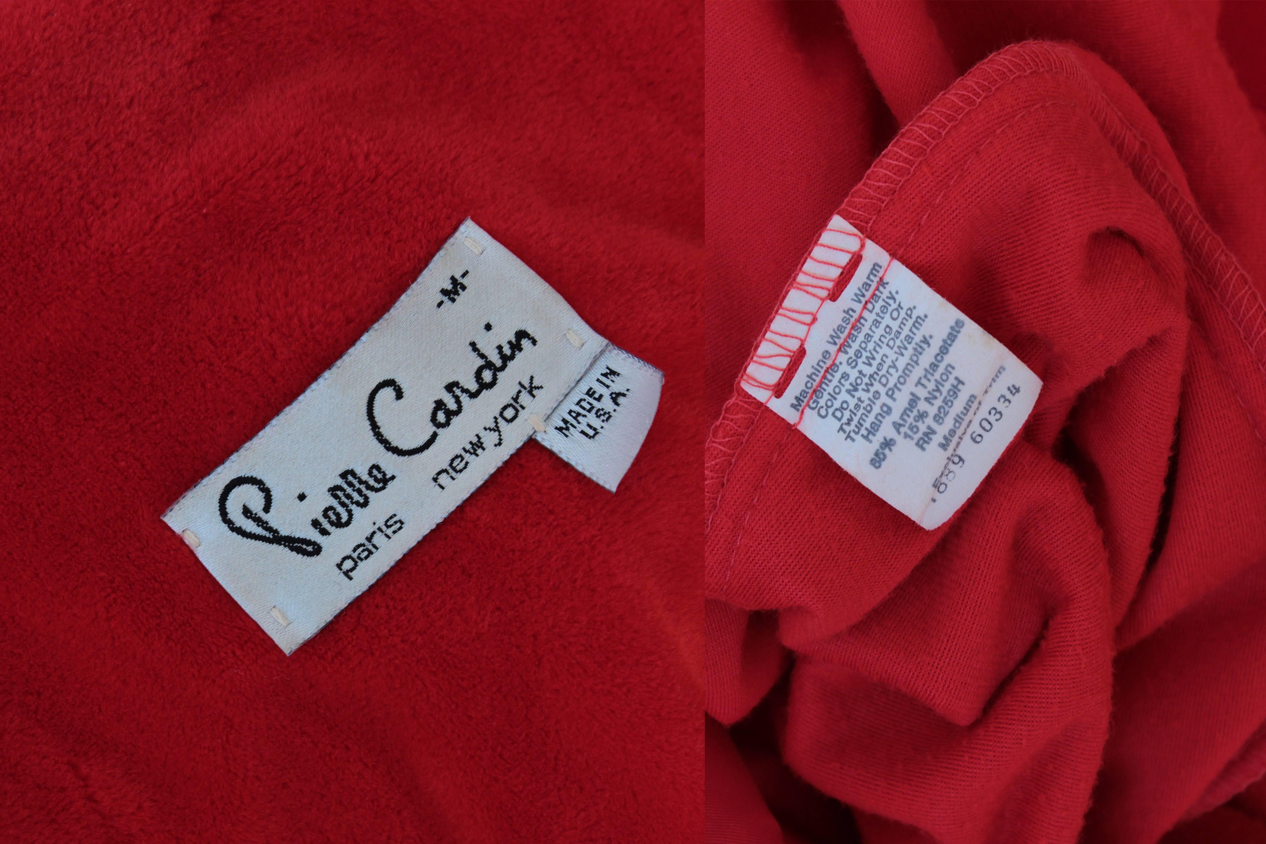 Rare Pierre Cardin Red Robe with Dolmen Sleeves House Coat Loungewear 60s M 5