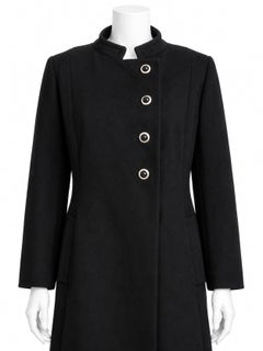 1950s Zelinka Matlick Black Virgin Wool Military Coat, Size S/M