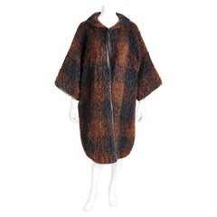 Abrigo vintage de mohair de Bonnie Cashin de los años 50 con ribetes de cuero Noh