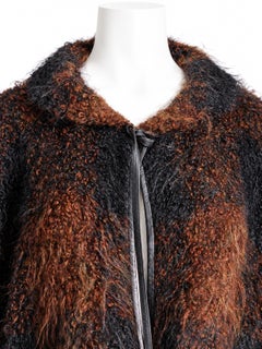 Abrigo vintage de mohair de Bonnie Cashin de los años 50 con ribetes de cuero Noh