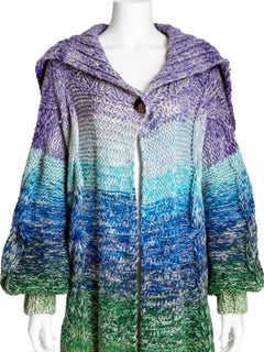 Kansai Yamamoto Vintage 1970s Oversized Rainbow Knit Duster Sweater Rare Glam
