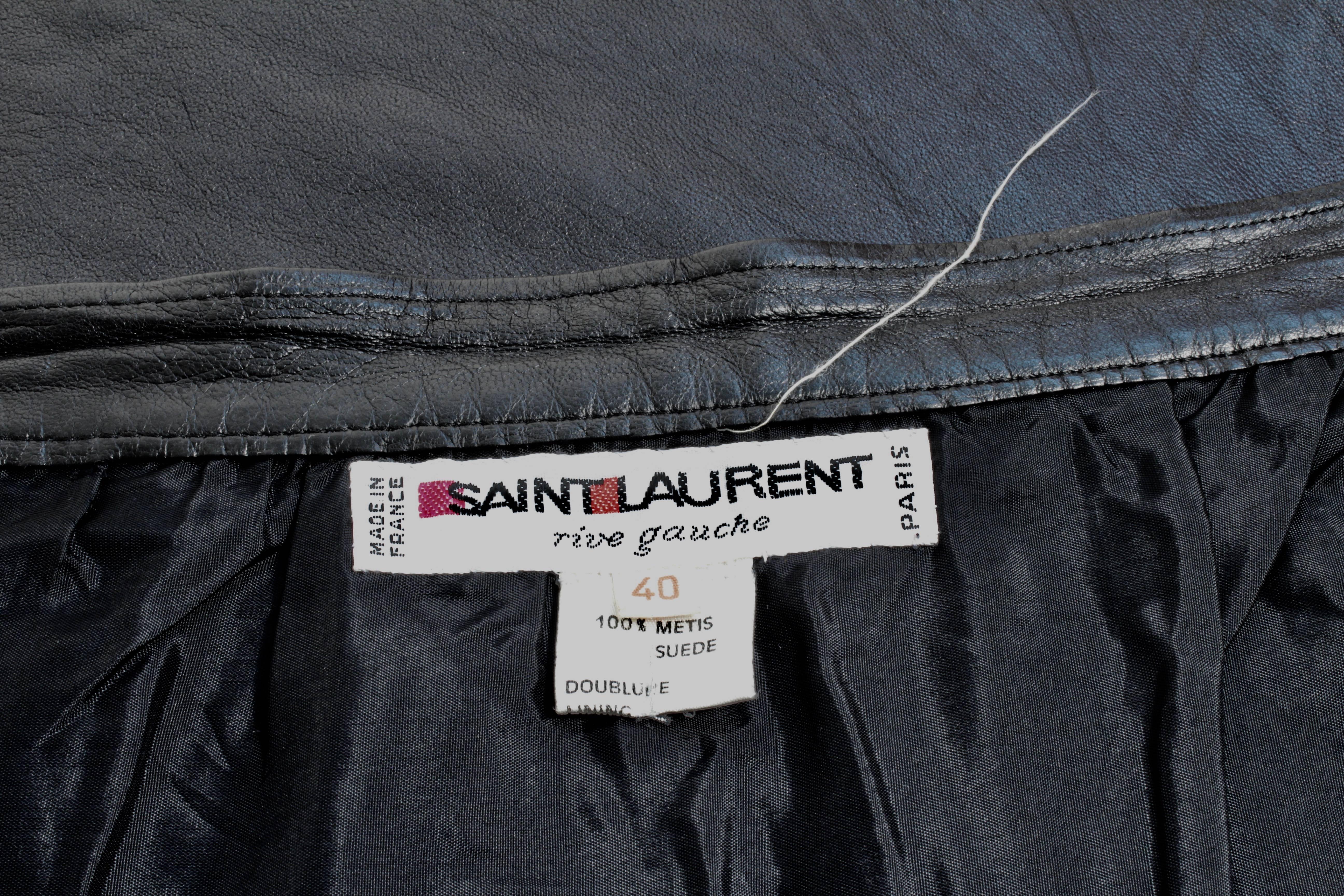 Yves Saint Laurent Black Leather Wrap Skirt YSL Rive Gauche sz 40 4