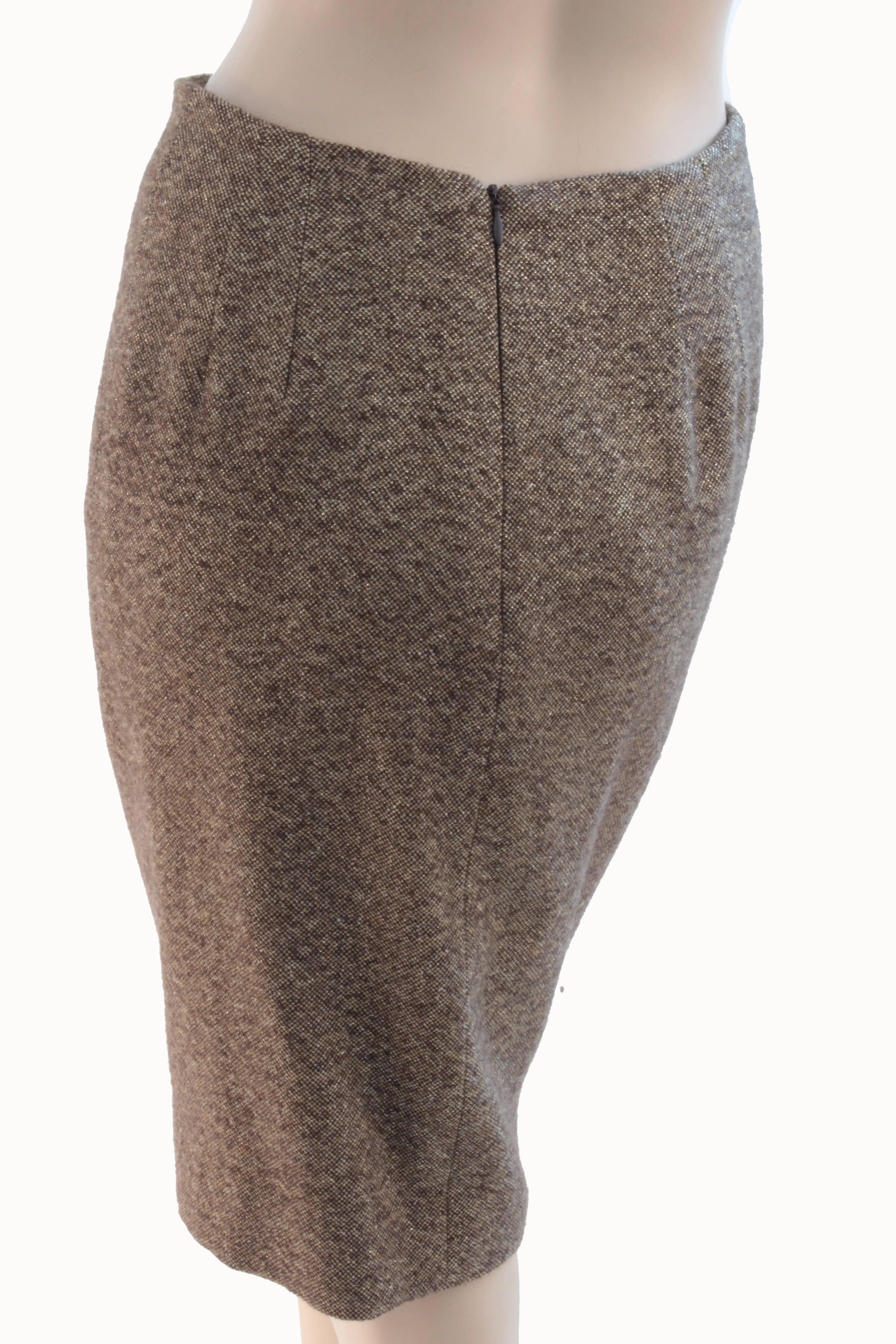 Thierry Mugler Cross Belted Jacket & Skirt Suit Wool Tweed Size 38  1