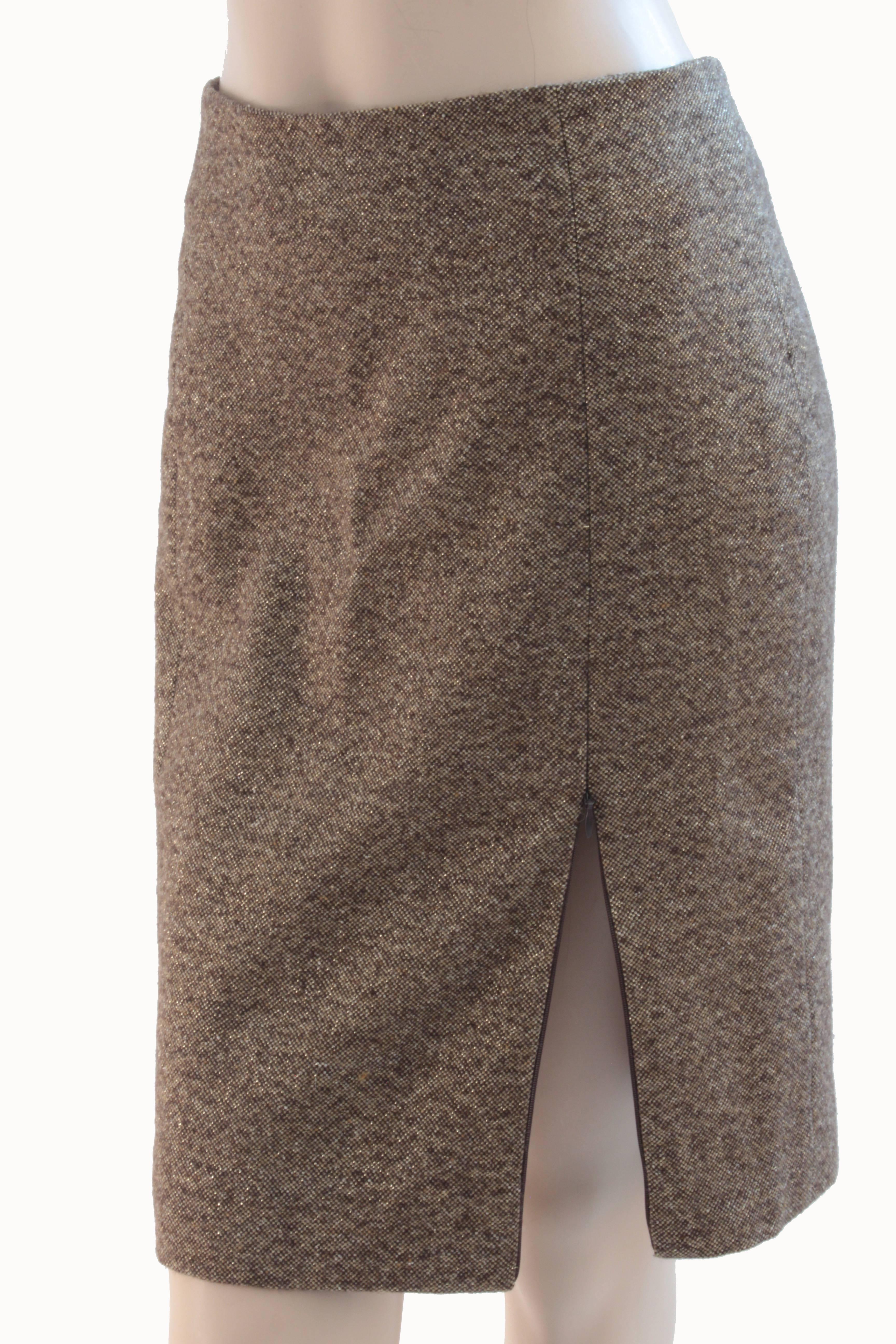Thierry Mugler Cross Belted Jacket & Skirt Suit Wool Tweed Size 38  2