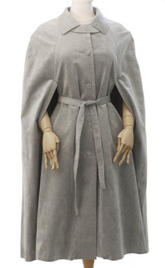 Unusual Long Belted Cape Coat Gray Alcantara by Collection Philip of Sweden 14