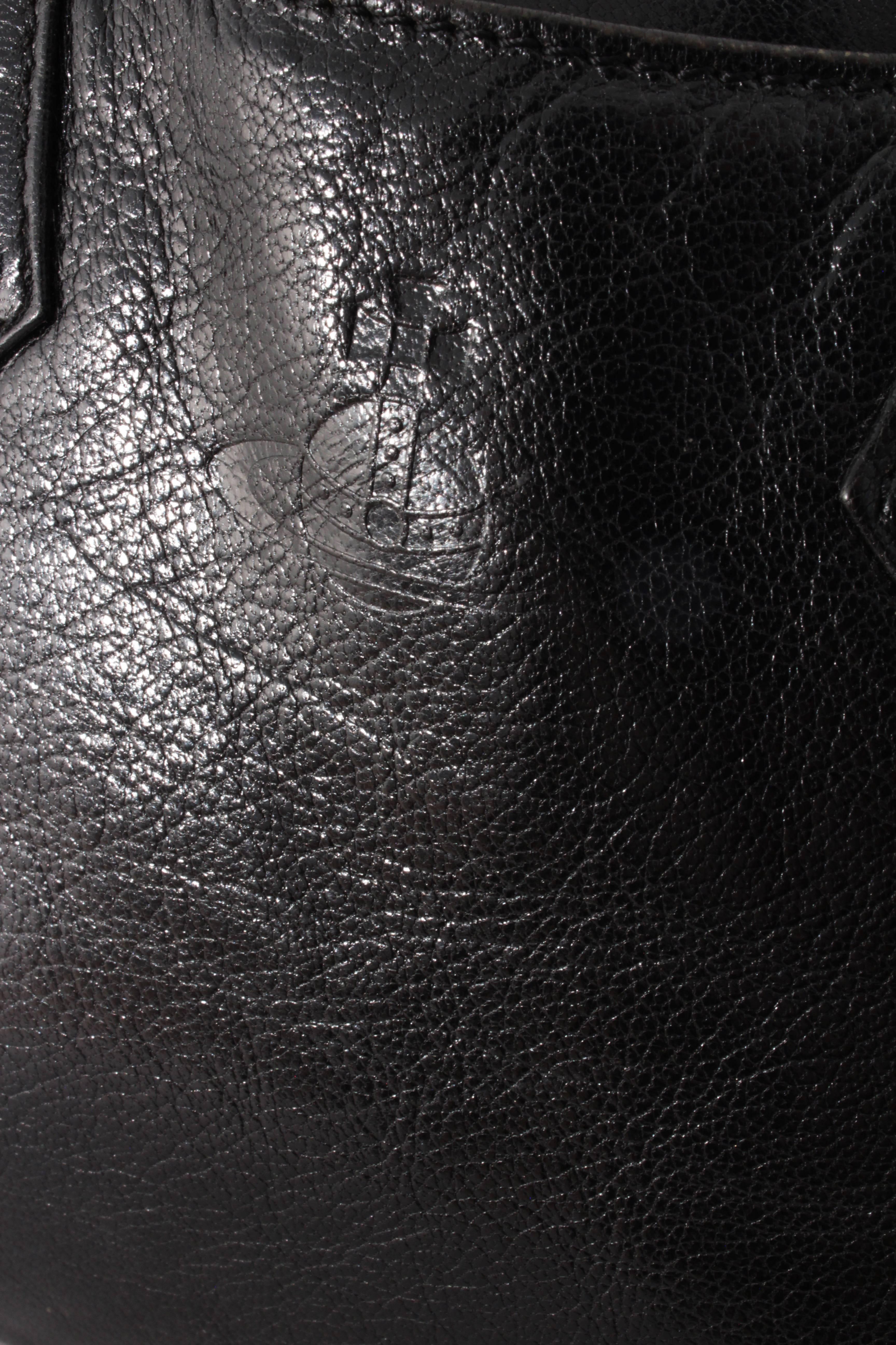 Vivienne Westwood Large Bowler Bag Tote Black Leather & Silver Hardware 2000  1