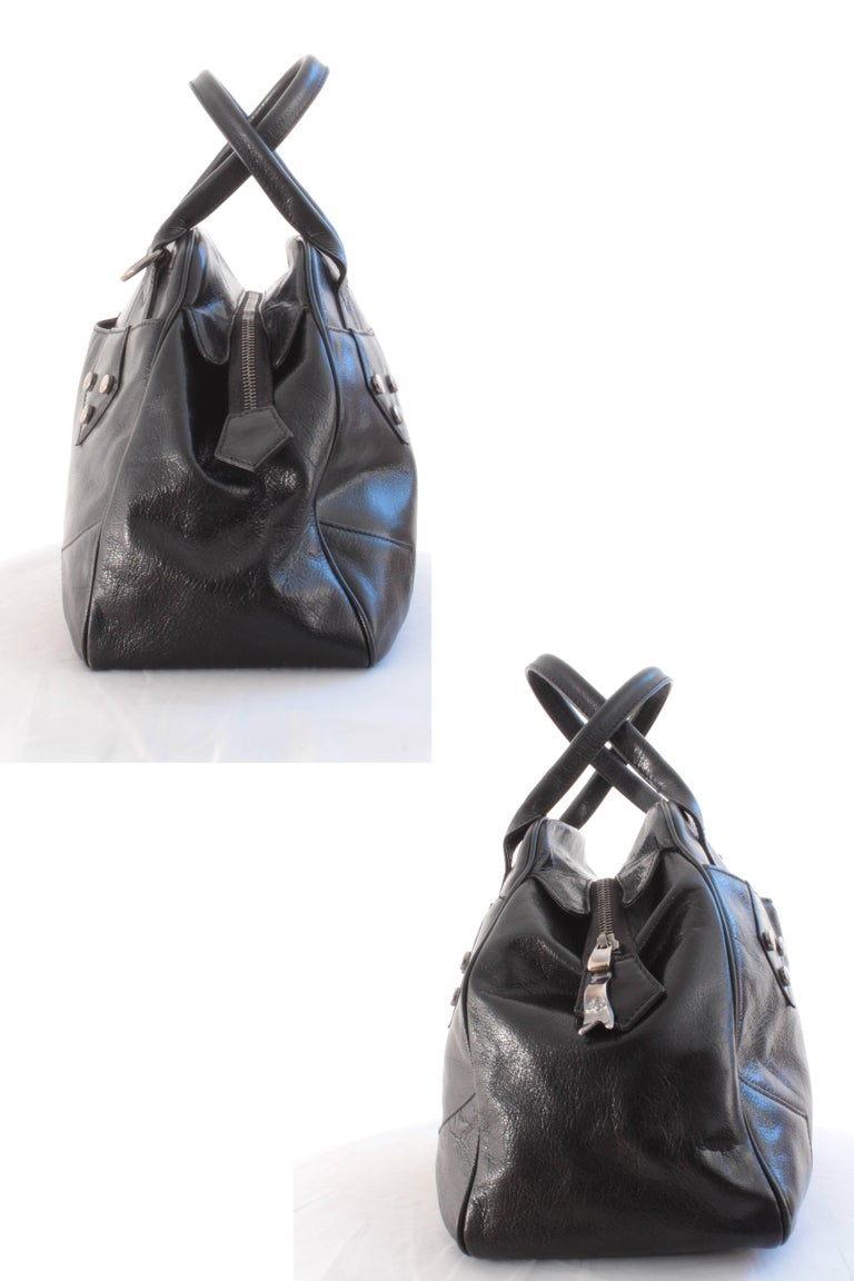 Vivienne Westwood Large Bowler Bag Tote Black Leather and Silver