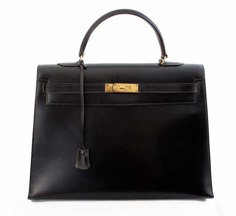 Iconic Hermes Kelly Bag 35cm Black Box Leather Gold Hardware Vintage ...