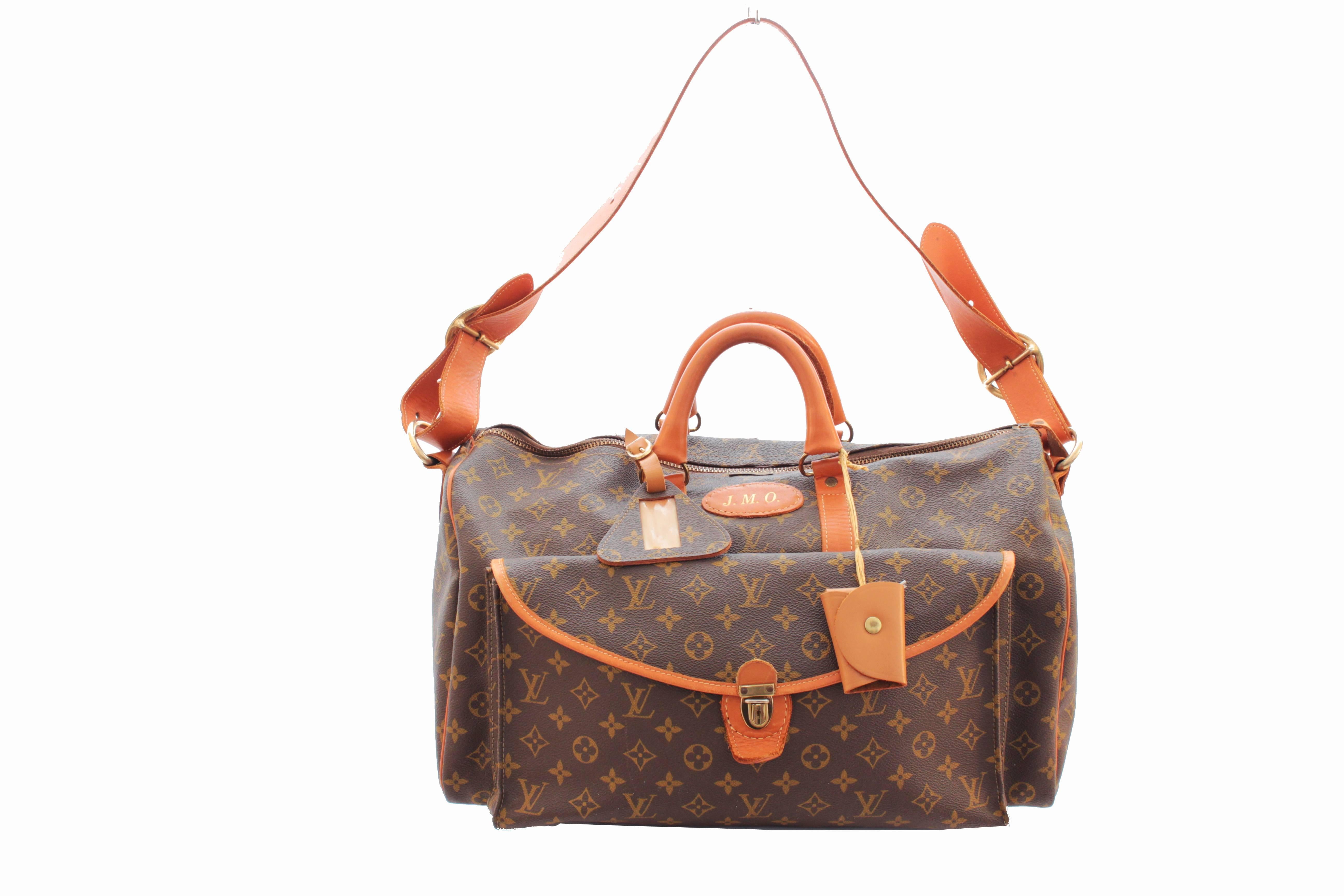 Brown Louis Vuitton Saks Large Monogram Duffel Bag Overnight Travel Keepall Rare 70s 